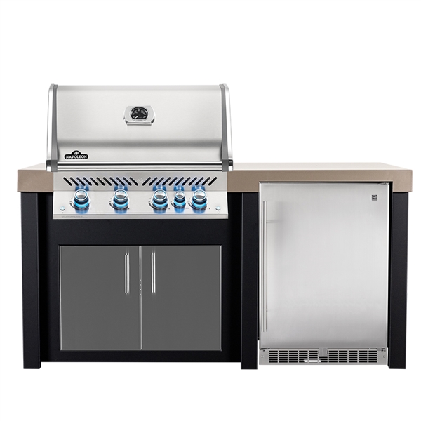 BBQ Authority 71" Outdoor Kitchen Island Refrigerator Bundle with Napoleon Prestige PRO 500 Built-In Grill