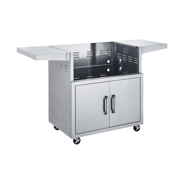 Broilmaster 34" Stainless Steel Cart, 2 Door, Foldable Side Shelves