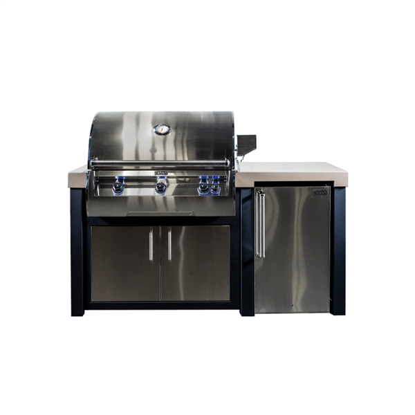 BBQ Authority Exclusive 71" Outdoor Kitchen Island Refrigerator Bundle with FireMagic Aurora A790I Built-In Grill