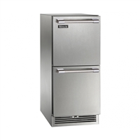 Perlick 15" Signature Series Outdoor Refrigerator Drawers, Panel Ready (Shown in Stainless Steel)