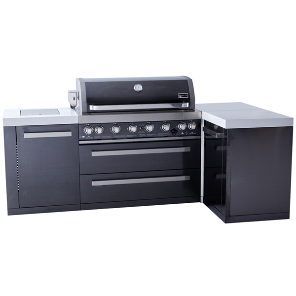 Mont Alpi 805 Black Stainless Steel Island with 90 Degree Corner