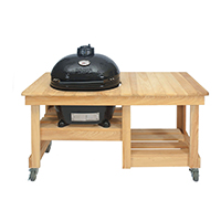 Primo Oval LG 300 Large Charcoal Grill with Countertop Cypress Table
