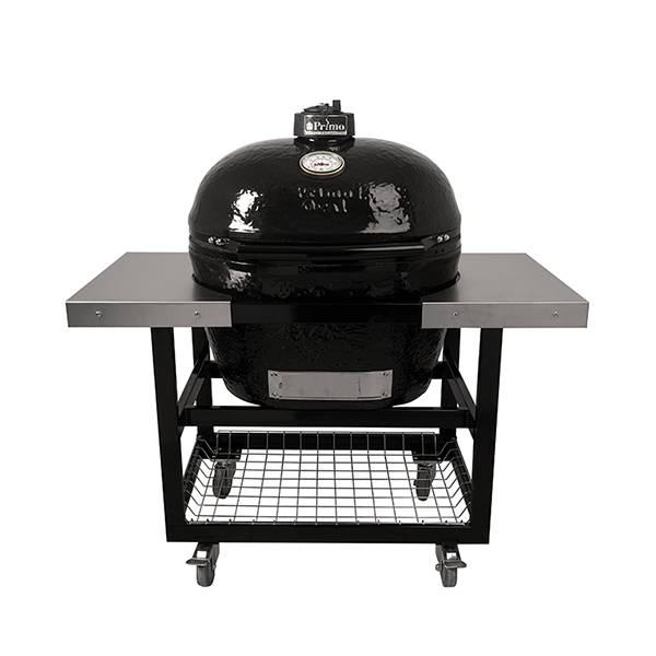 Primo Oval XL 400 X-Large Charcoal Grill with Cart and Stainless Steel Top