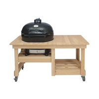Primo Oval XL 400 X-Large Charcoal Grill with Countertop Cypress Table