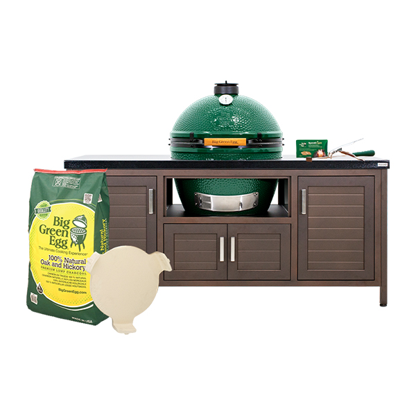 Big Green Egg XLarge Charcoal Kamado Package with 72" Modern Farmhouse-Style Table