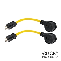 Quick Products QP-15M30F012-2PK RV Adapter Cord - 15A Male to 30A Female, 12", 2-Pack