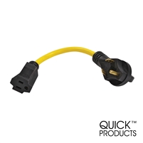 Quick Products QP-30M15F012 RV Adapter Cord - 30A Male to 15A Female, 12"