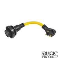 Quick Products QP-30M30T012 Twist Lock Adapter Cord - 30A Male to 30A Twist Lock, 12"