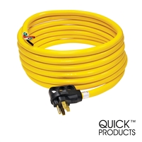 Quick Products QP-50-30H 50 Amp RV Cord - Grip Handle Plug and 5" Loose End, 30'