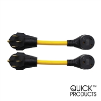 Quick Products QP-50M30F012-2PK RV Adapter Cord - 50A Male to 30A Female, 12", 2-Pack