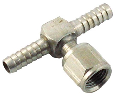 Swivel Tee 1/4" Barb (2) x 1/4" FFL