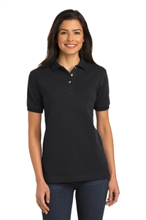 Ladies Cotton Polo Shirt w/USMS Seal-Mono in Black, Large