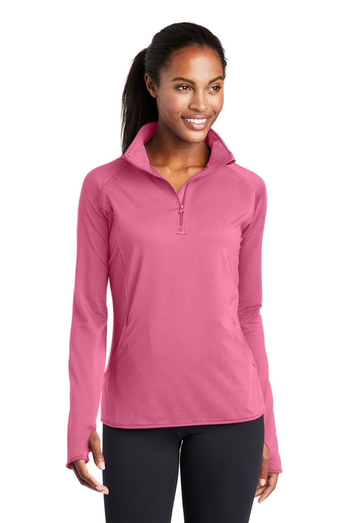 FBI Ladies Sport-Wick Stretch 1/2 Zip Pullover - Pink