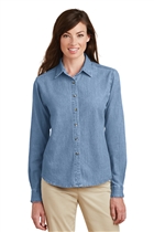 Ladies Denim Shirt w/ ATF Badge; Faded Blue; Large