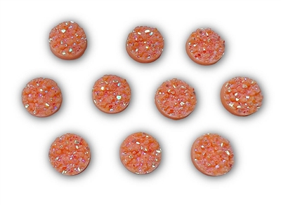 Badge Reel Button Cover- Coral Druzy (Pack of 10)