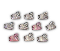 Badge Reel Button Cover-Iridescent Swans (Pack of 10)