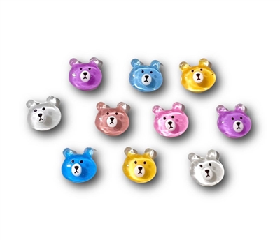 Badge Reel Button Cover-Multi Color Bear (Pack of 10)