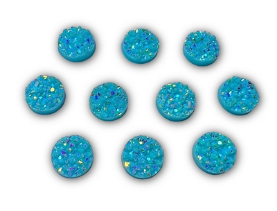Badge Reel Button Cover- Neon Blue Druzy (Pack of 10)