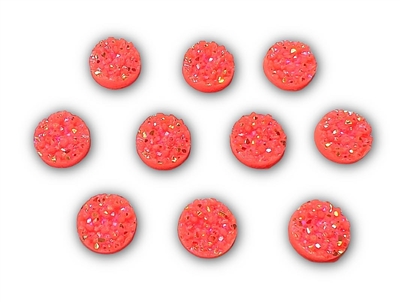 Badge Reel Button Cover- Neon Orange Druzy (Pack of 10)