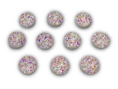 Badge Reel Button Cover- White Druzy (Pack of 10)