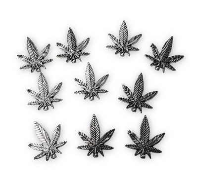 Pot Leaf Cannabis Marijuana Charms Pack of 10 (NO HARDWARE)