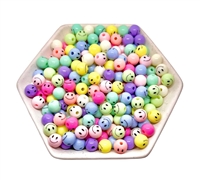 Pastel Smiley Face 10MM Badge Reel Beads (Pack of 10)
