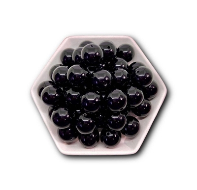 Solid Black 20MM Bubblegum Beads (Pack of 3)