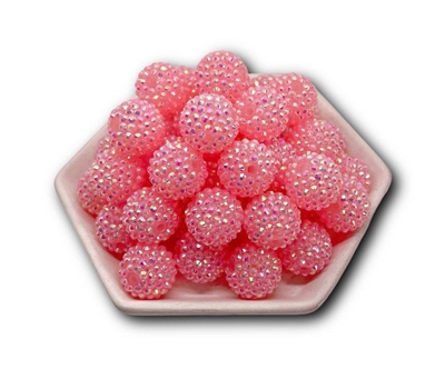 Pink Rhinestone 20MM Bubblegum Beads (Pack of 3)