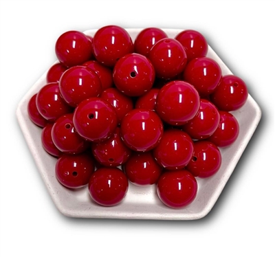 Solid Deep Red 20MM Bubblegum Beads (Pack of 3)