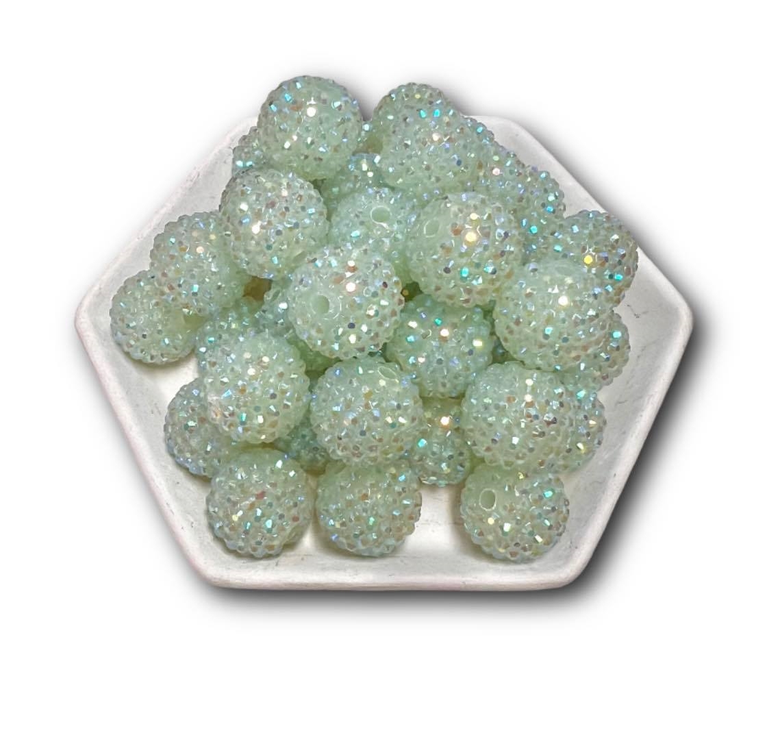 20mm Navy blue rhinestone bubblegum beads