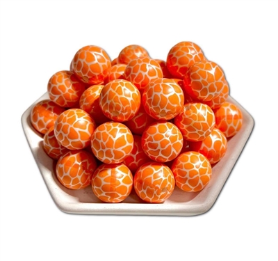 Orange Giraffe  20MM Bubblegum Beads (Pack of 3)