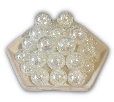Clear Cracked 20MM Bubblegum Beads (Pack of 3)