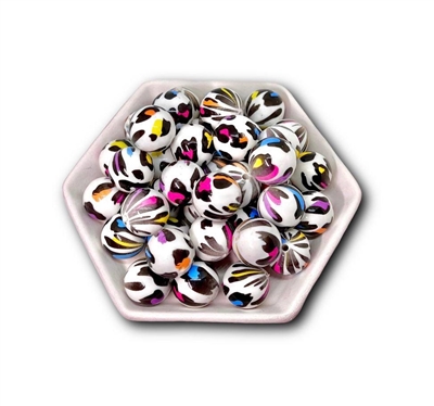 Leopard Rainbow 20MM Bubblegum Beads (Pack of 3)