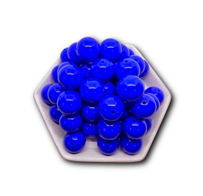 Solid Blue 20MM Bubblegum Beads (Pack of 3)