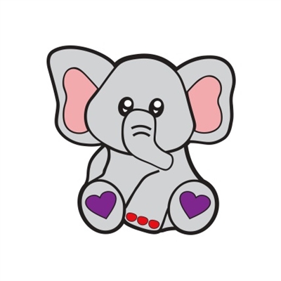 Badge Reel Sitting Elephant NO HOLE