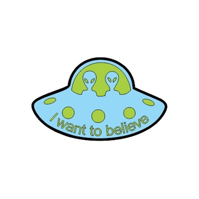 Badge Reel Alien in Spaceship NO HOLE