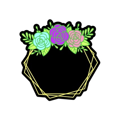 Badge Reel Hexagon Floral NO HOLE