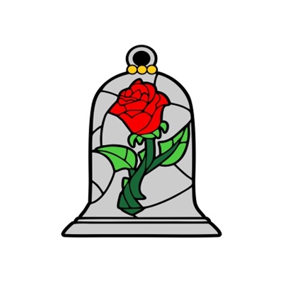 Badge Reel Stained Glass Rose NO HOLE
