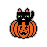 Badge Reel Cat in Pumpkin NO HOLE