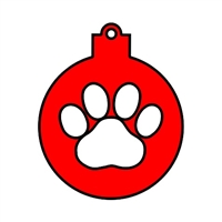 Cut Out Paw Print Ornament 4"