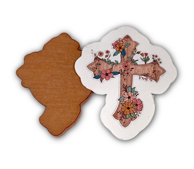 Badge Reel Wooden Cross (NO HOLE)