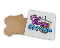 Badge Reel Half Human Half Coffee (NO HOLE)