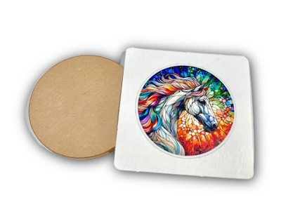 Badge Reel Horse Stained Glass Circle (NO HOLE)