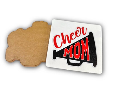 Badge Reel Cheer Mom (Red)  (NO HOLE)
