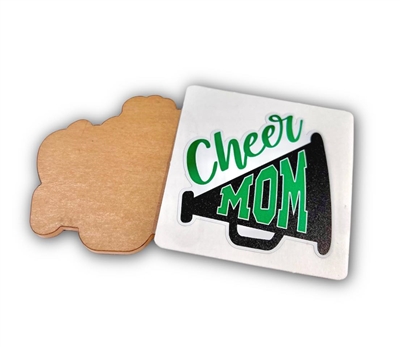 Badge Reel Cheer Mom (Green)  (NO HOLE)