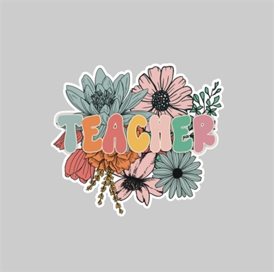 Floral Teacher Tumbler Sticker