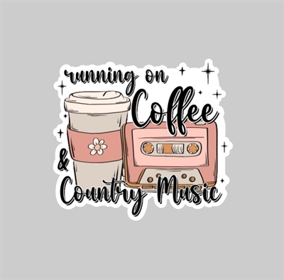 Coffee & Country Music Tumbler Sticker