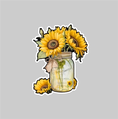 Jar of Sunflowers  Tumbler Sticker