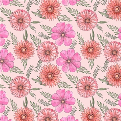 Pink and Peach Floral Vinyl Sheet