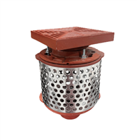 Mifab R1100-PJ 8" Square Promenade Deck Drain with Stainless Steel Perforated Extension, Square 8" Square Ductile Iron 1" Thick Tractor Grate and 4" Push-on Outlet